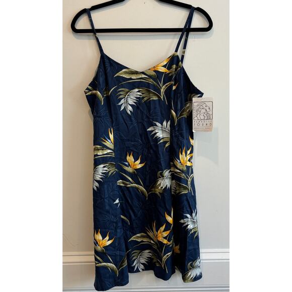 Paradise Found Hawaii Vintage Blue Spaghetti Strap Short Sundress Size Large - Picture 1 of 12